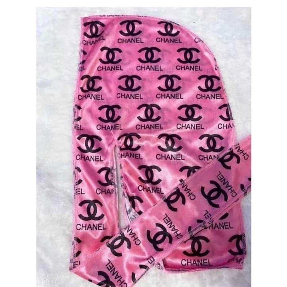 CHANEL Pink Logo Satin Headwear
